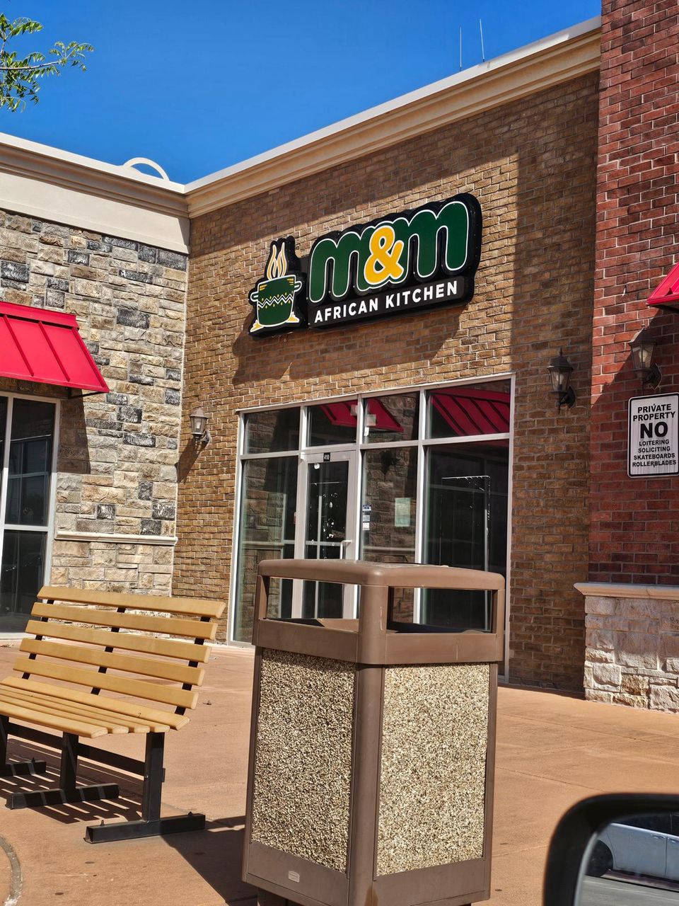 M&M African Kitchen storefront on Teel Parkway in Frisco