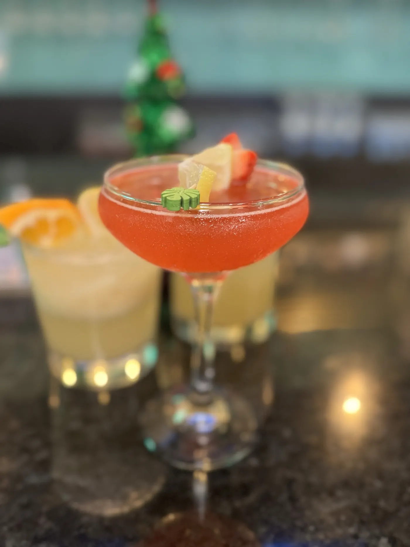 Cocktails served inside M&M African Kitchen